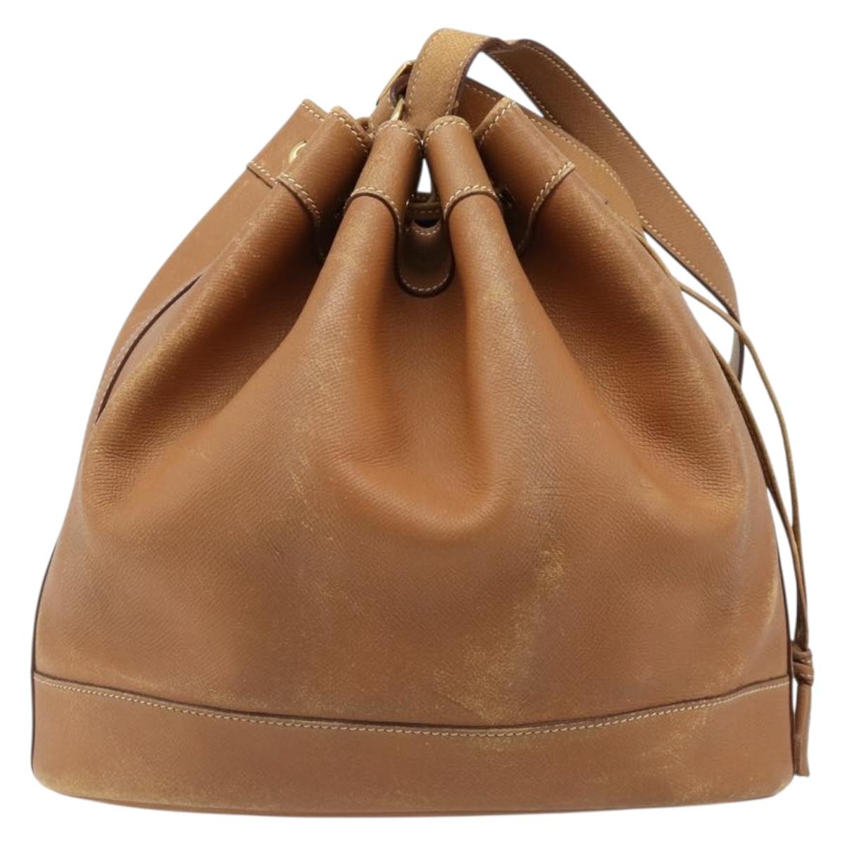 HERMES Market GM Shoulder Bag Epsom Brown Gold Auth yk20594