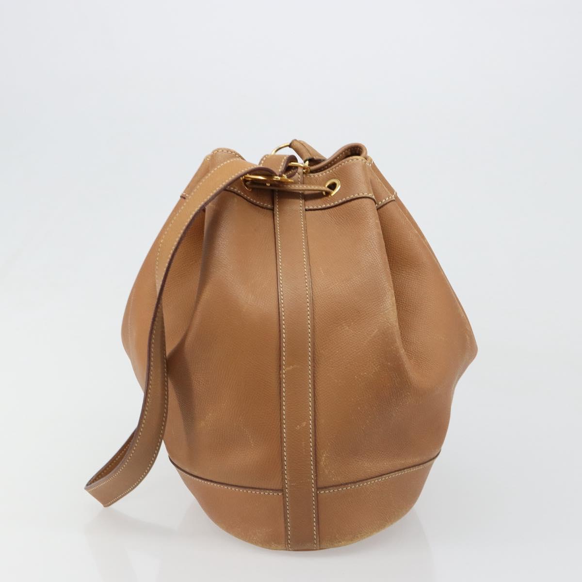 HERMES Market GM Shoulder Bag Epsom Brown Gold Auth yk20594