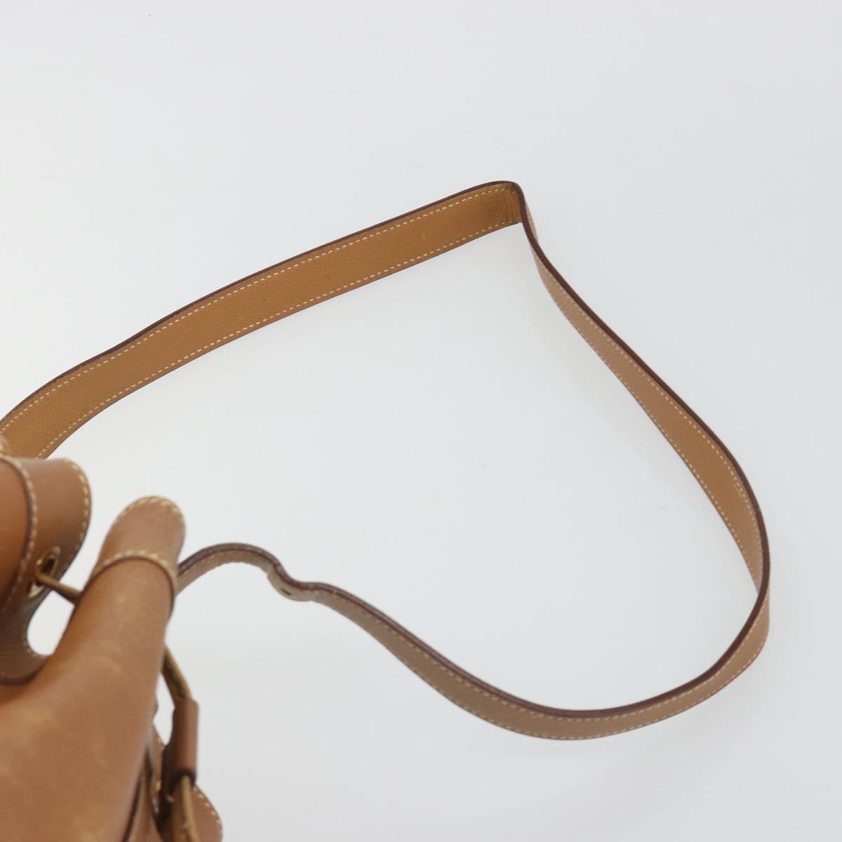 HERMES Market GM Shoulder Bag Epsom Brown Gold Auth yk20594