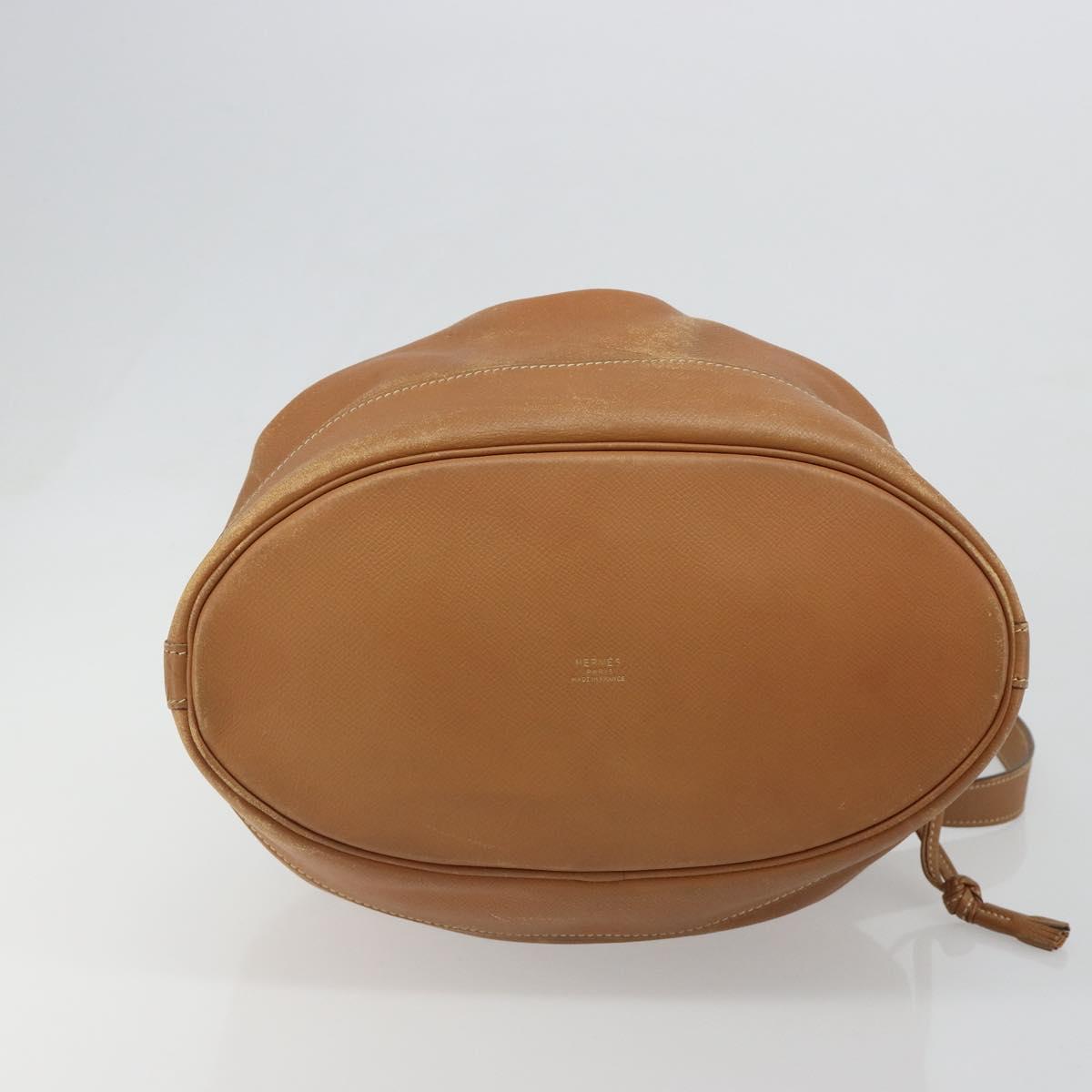 HERMES Market GM Shoulder Bag Epsom Brown Gold Auth yk20594