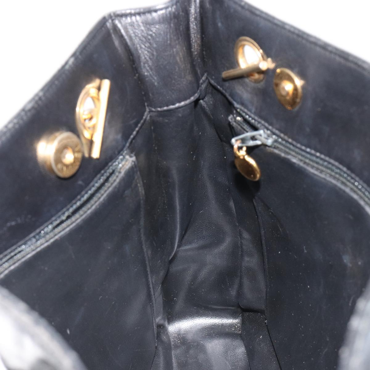CHANEL COCO Mark Chain Tote Bag Leather Black Gold CC Auth yk20595