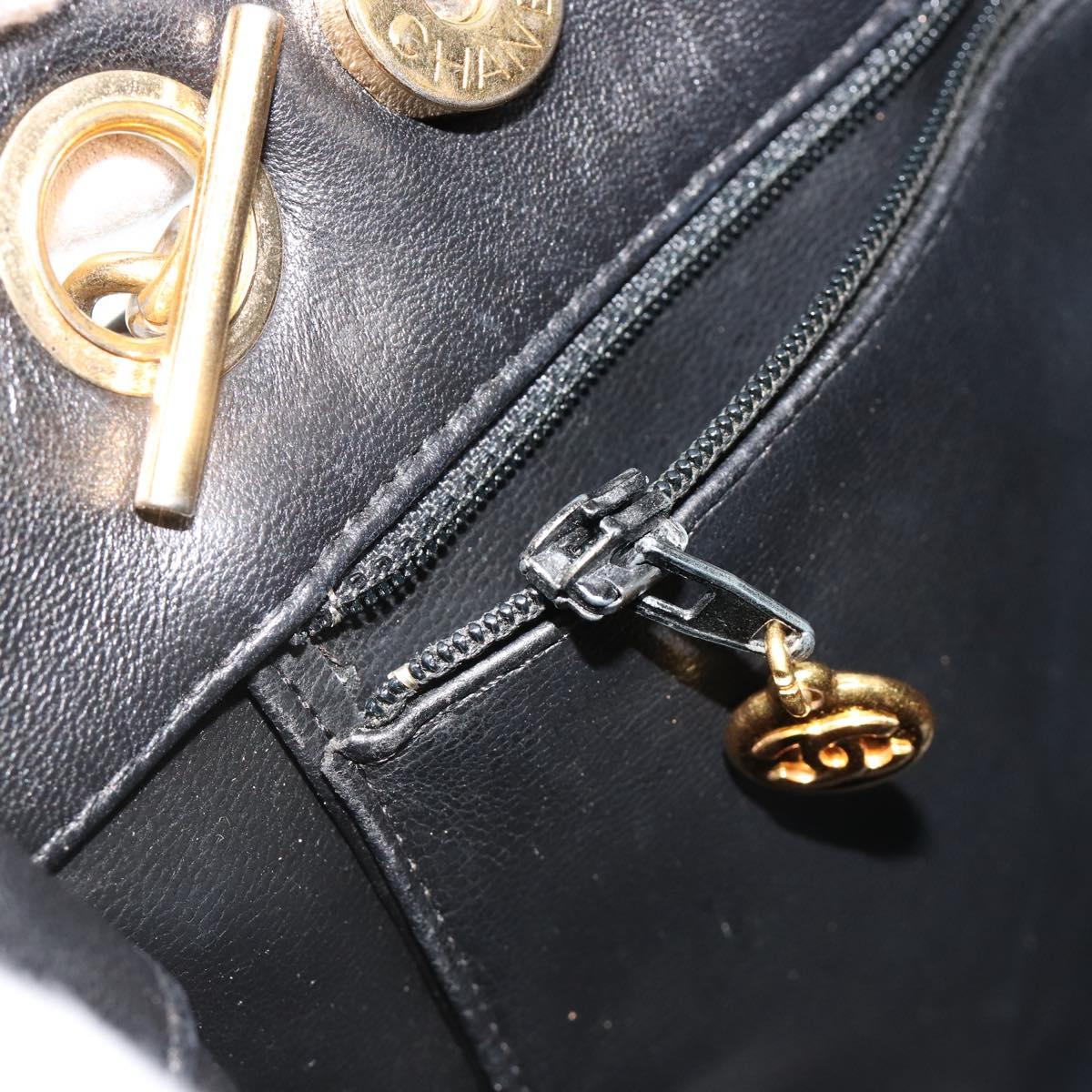 CHANEL COCO Mark Chain Tote Bag Leather Black Gold CC Auth yk20595