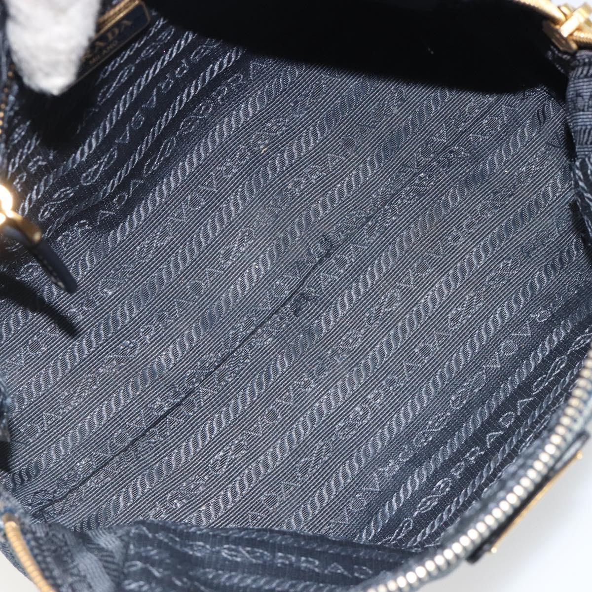PRADA Pouch Denim Blue Gold Auth yk20598A