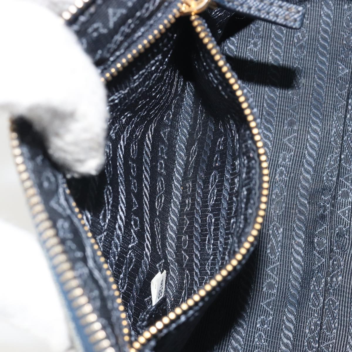 PRADA Pouch Denim Blue Gold Auth yk20598A