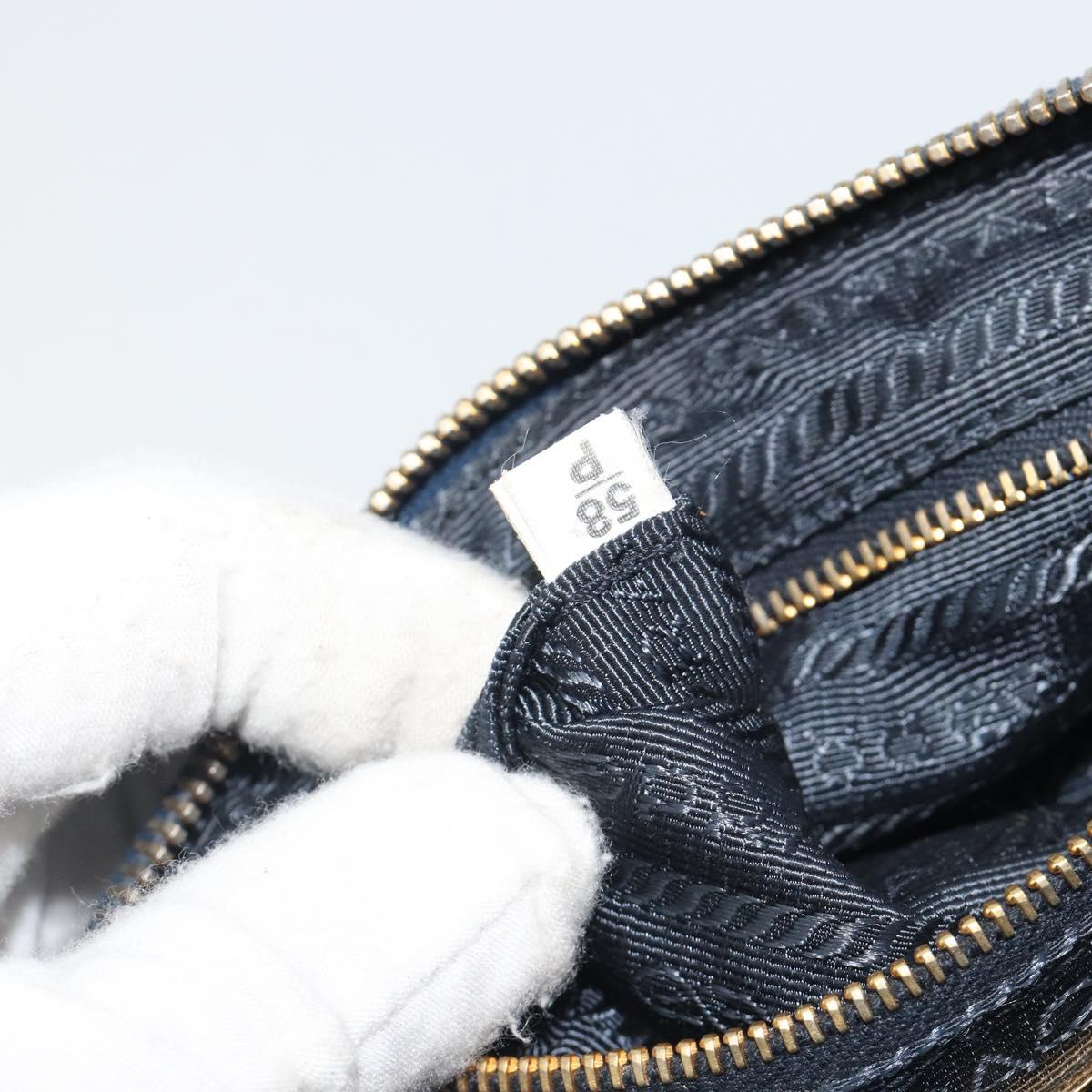 PRADA Pouch Denim Blue Gold Auth yk20598A