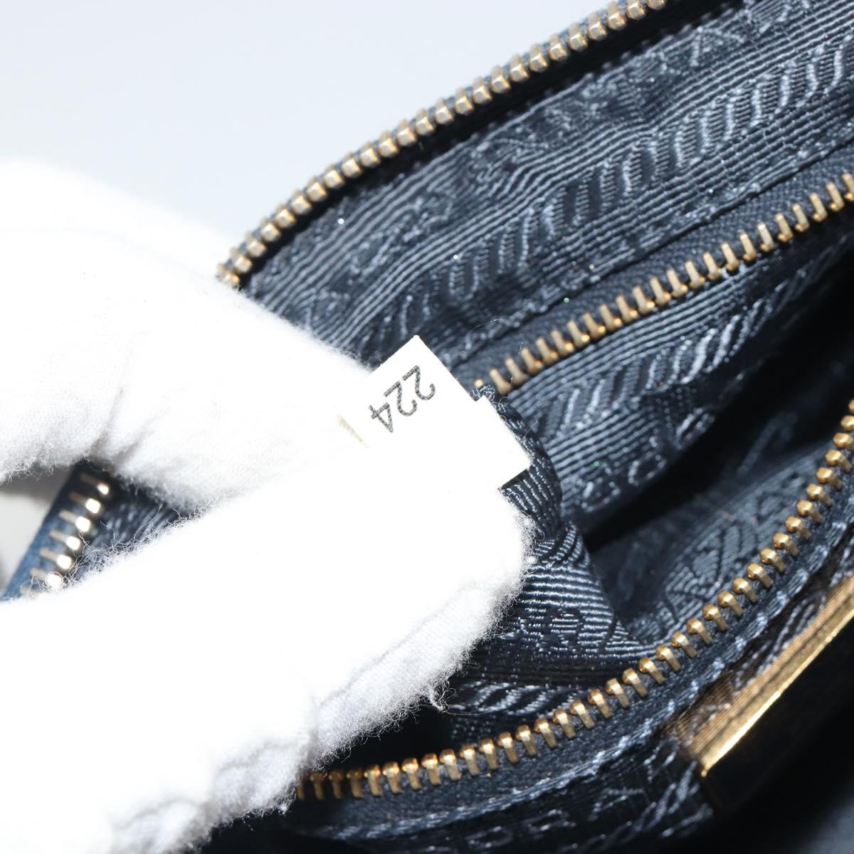 PRADA Pouch Denim Blue Gold Auth yk20598A
