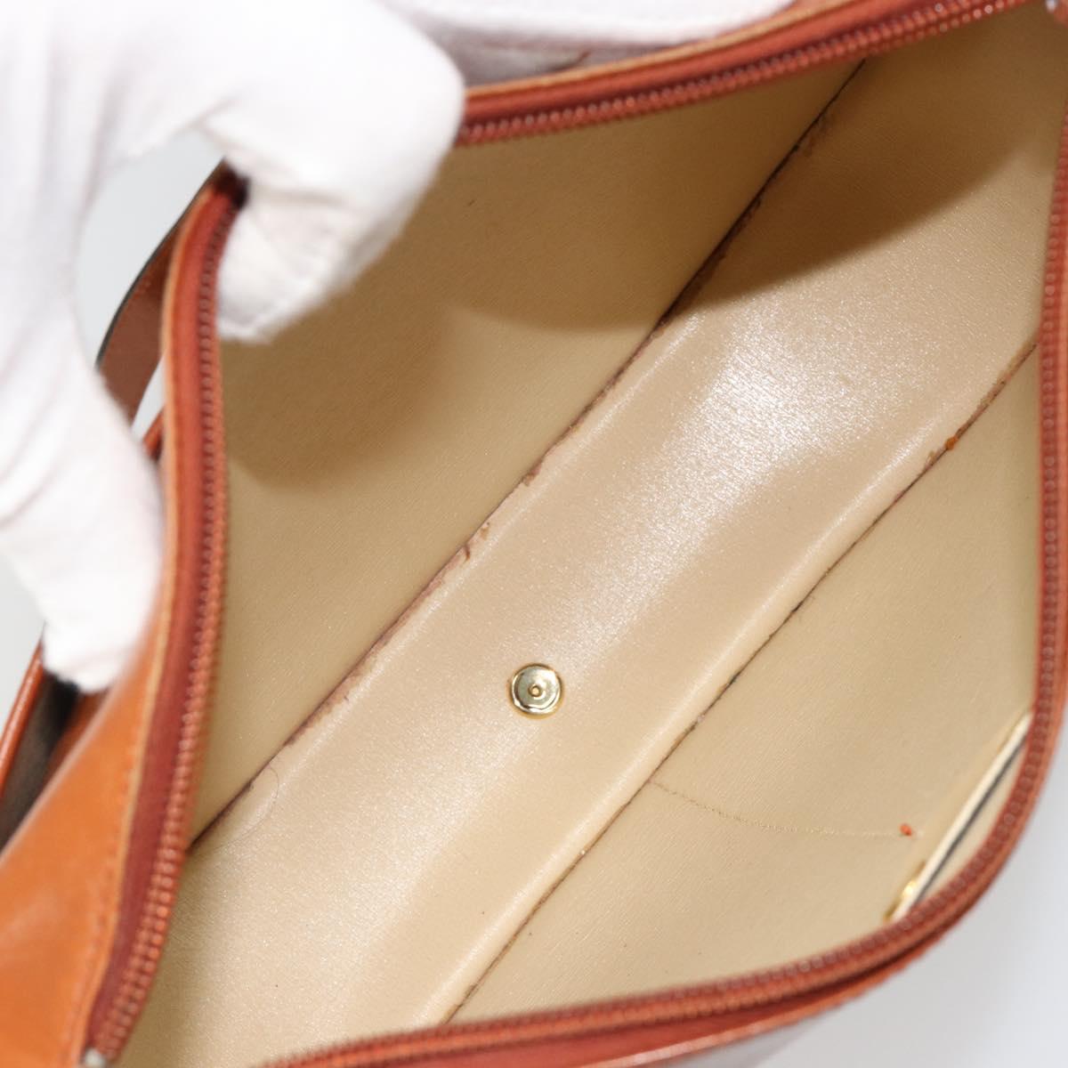 Christian Dior Shoulder Bag Leather Brown Gold Auth yk20599