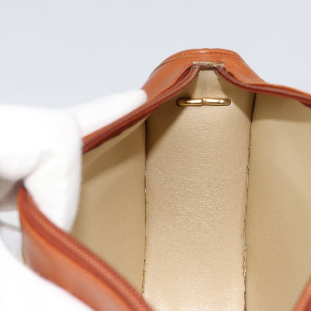 Christian Dior Shoulder Bag Leather Brown Gold Auth yk20599