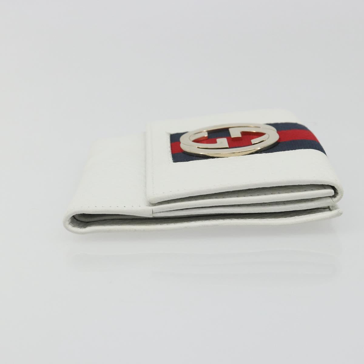 GUCCI Interlocking Sherry Line Wallet Leather White Gold 131020 Auth yk20600A