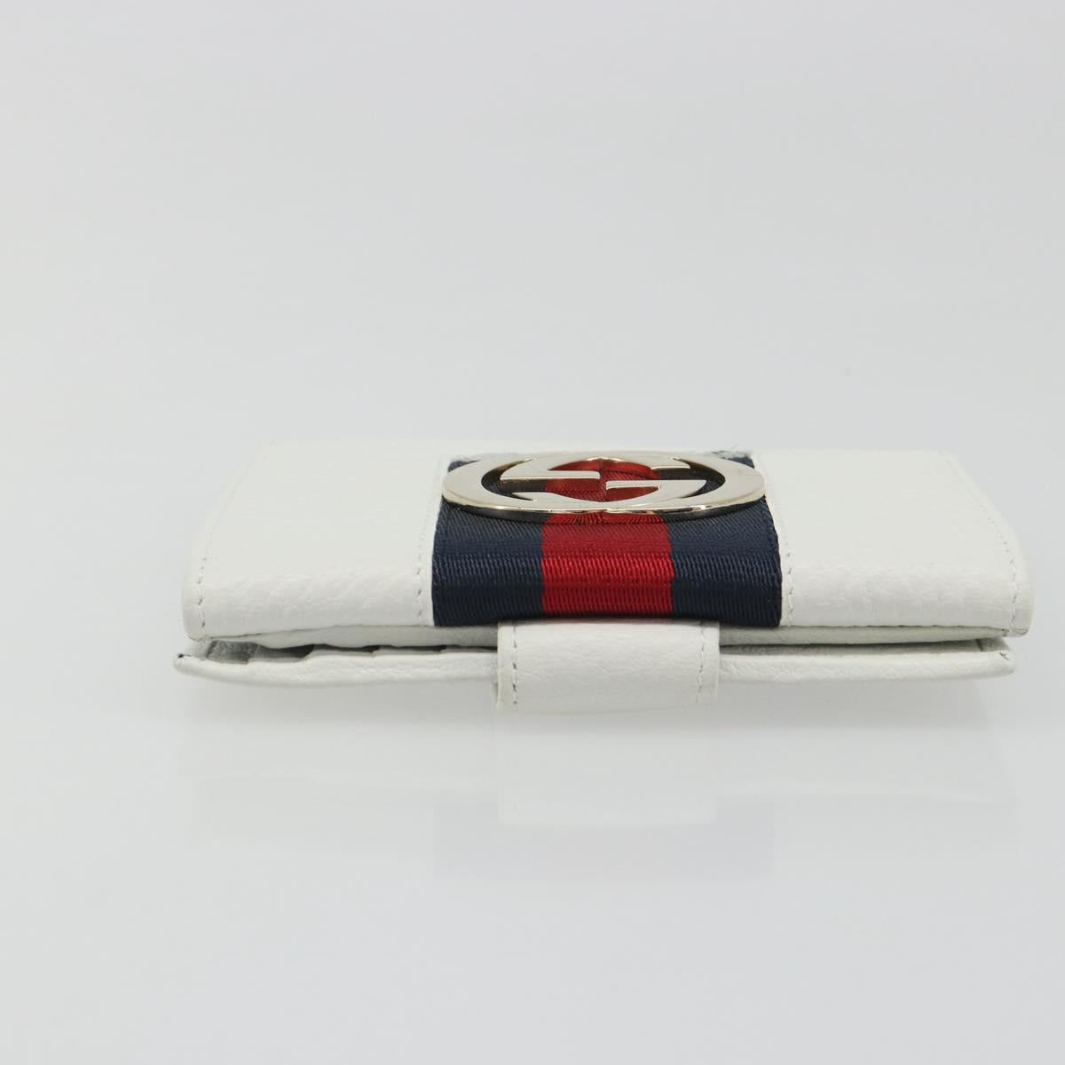 GUCCI Interlocking Sherry Line Wallet Leather White Gold 131020 Auth yk20600A