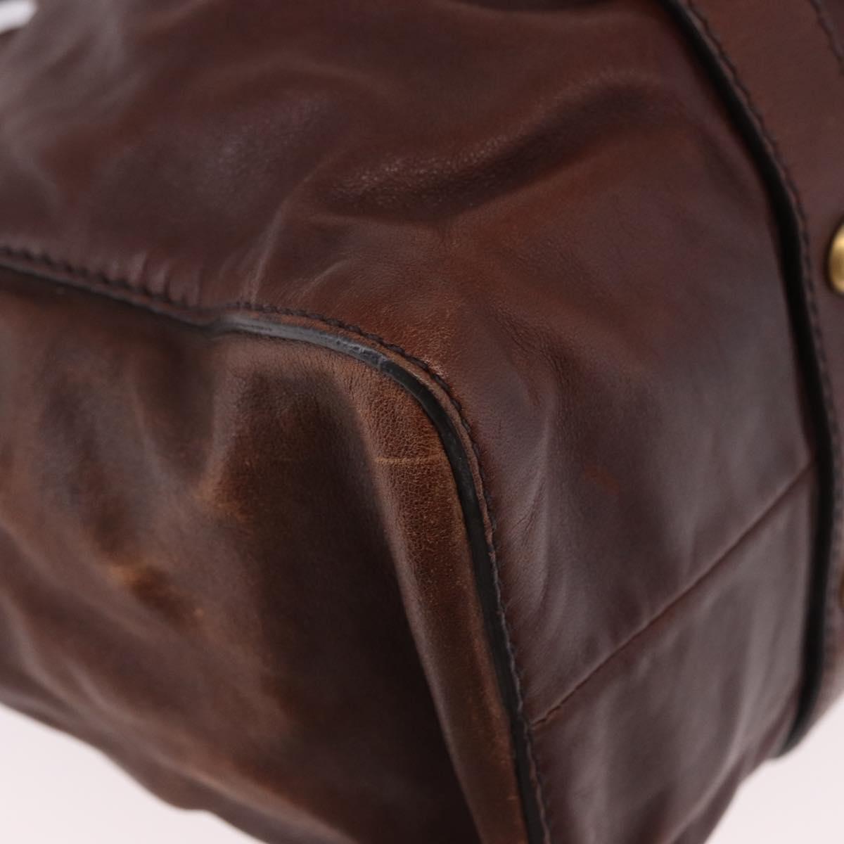 Miu Miu Hand Bag Leather 2way Brown Gold Auth yk20606SAM