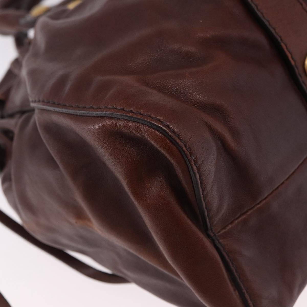 Miu Miu Hand Bag Leather 2way Brown Gold Auth yk20606SAM