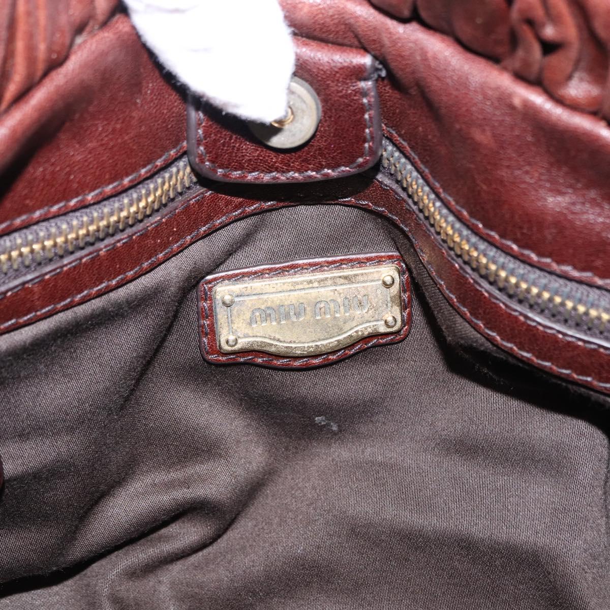 Miu Miu Hand Bag Leather 2way Brown Gold Auth yk20606SAM