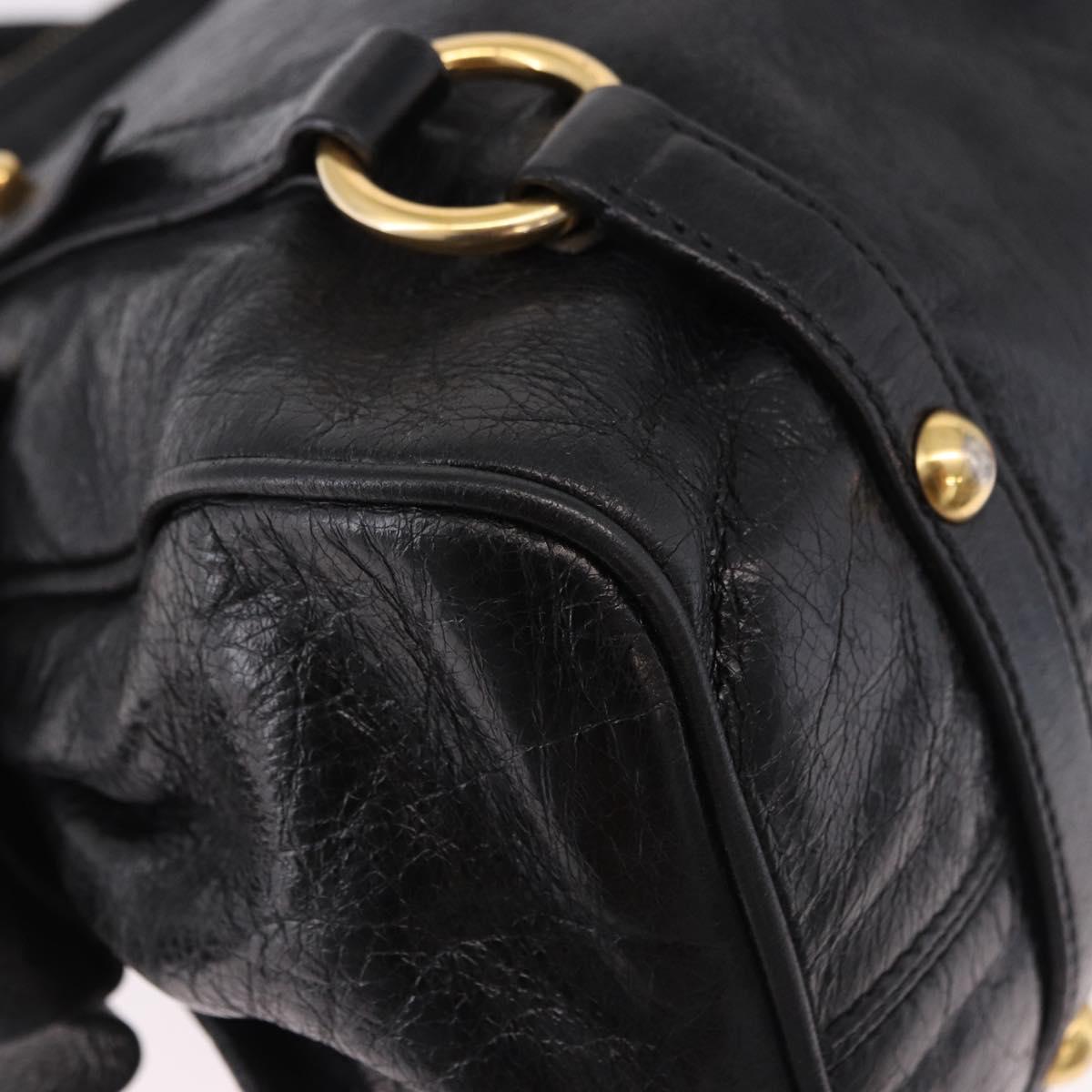 Miu Miu Hand Bag Leather 2way Black Gold Auth yk20607SAM