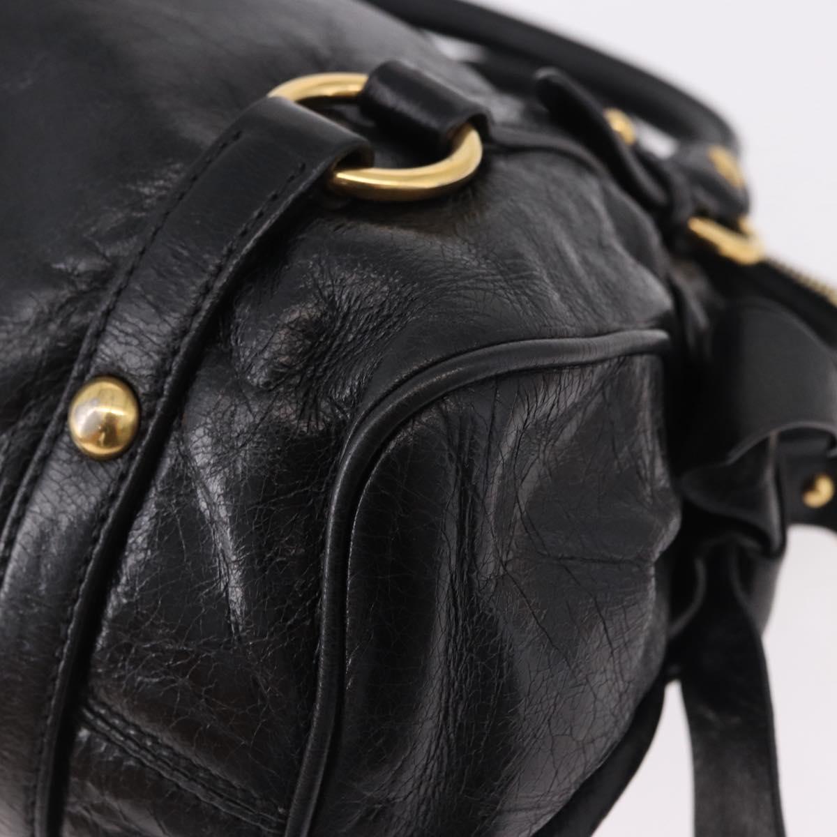 Miu Miu Hand Bag Leather 2way Black Gold Auth yk20607SAM