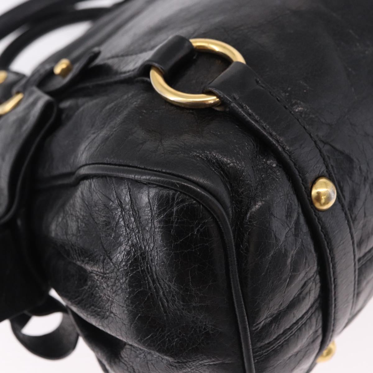 Miu Miu Hand Bag Leather 2way Black Gold Auth yk20607SAM
