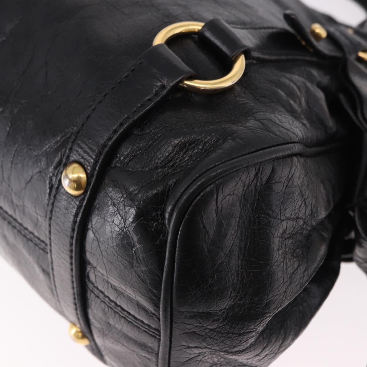 Miu Miu Hand Bag Leather 2way Black Gold Auth yk20607SAM