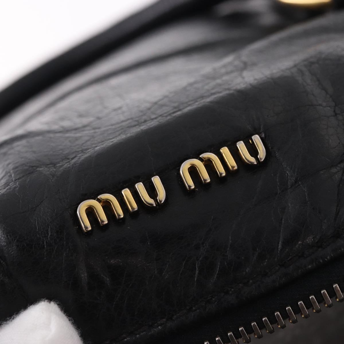 Miu Miu Hand Bag Leather 2way Black Gold Auth yk20607SAM