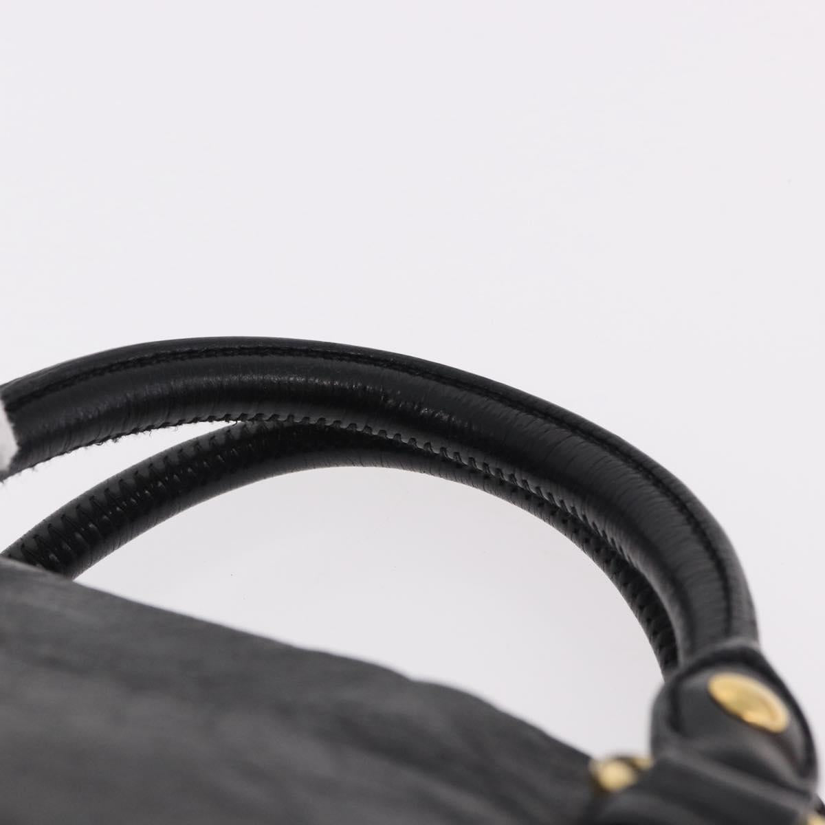 Miu Miu Hand Bag Leather 2way Black Gold Auth yk20607SAM