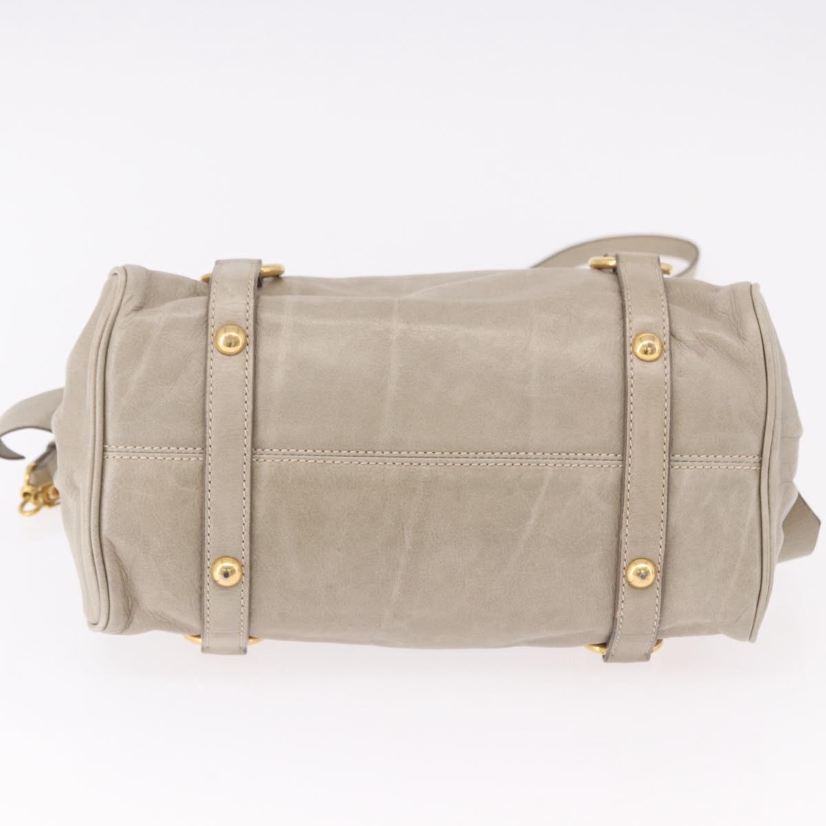 Miu Miu Hand Bag Leather 2way Gray Gold Auth yk20608SAM