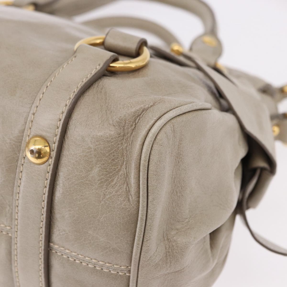 Miu Miu Hand Bag Leather 2way Gray Gold Auth yk20608SAM