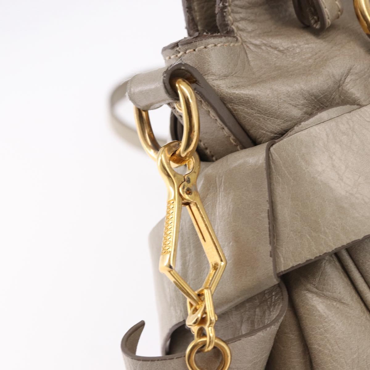 Miu Miu Hand Bag Leather 2way Gray Gold Auth yk20608SAM