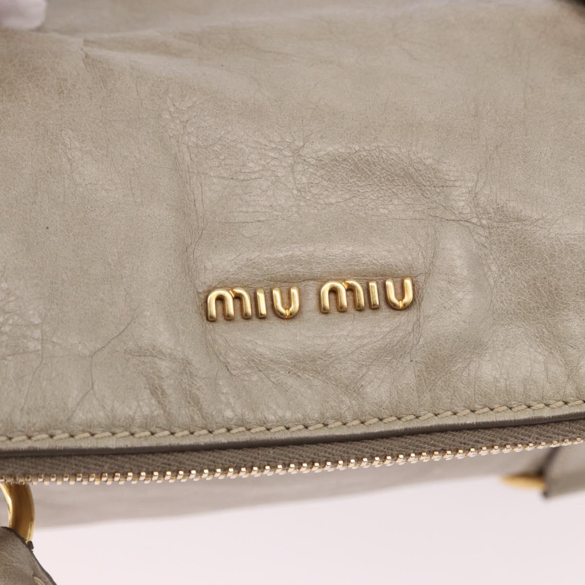 Miu Miu Hand Bag Leather 2way Gray Gold Auth yk20608SAM