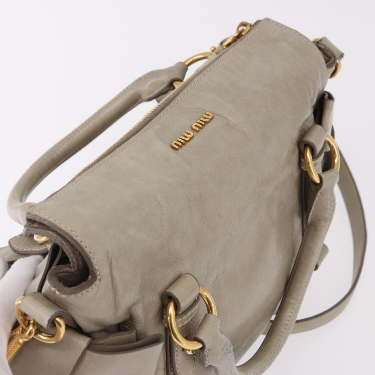 Miu Miu Hand Bag Leather 2way Gray Gold Auth yk20608SAM