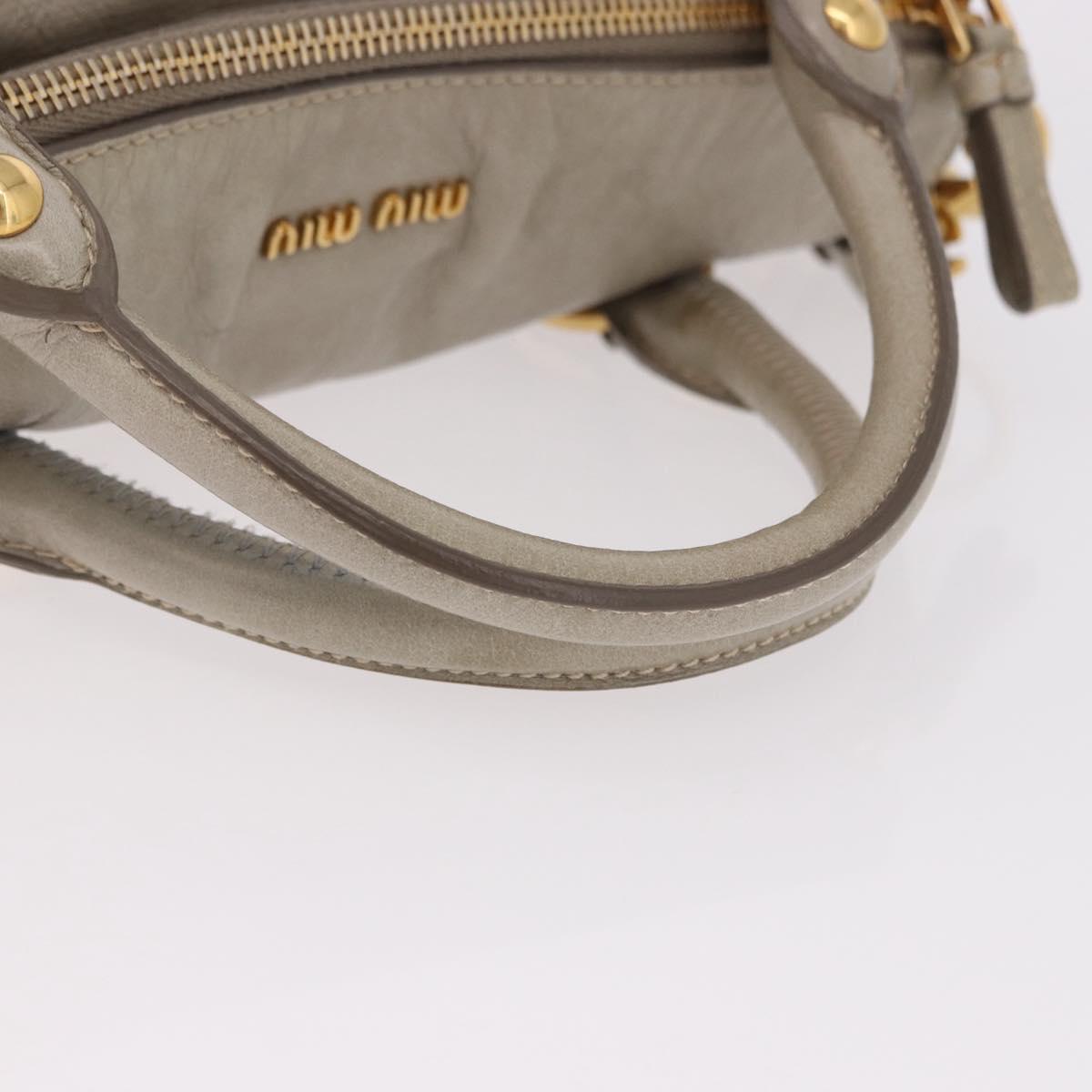 Miu Miu Hand Bag Leather 2way Gray Gold Auth yk20608SAM
