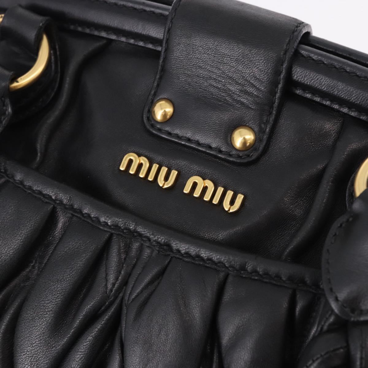 Miu Miu Matelasse Hand Bag Leather Black Gold Auth yk20609SAM