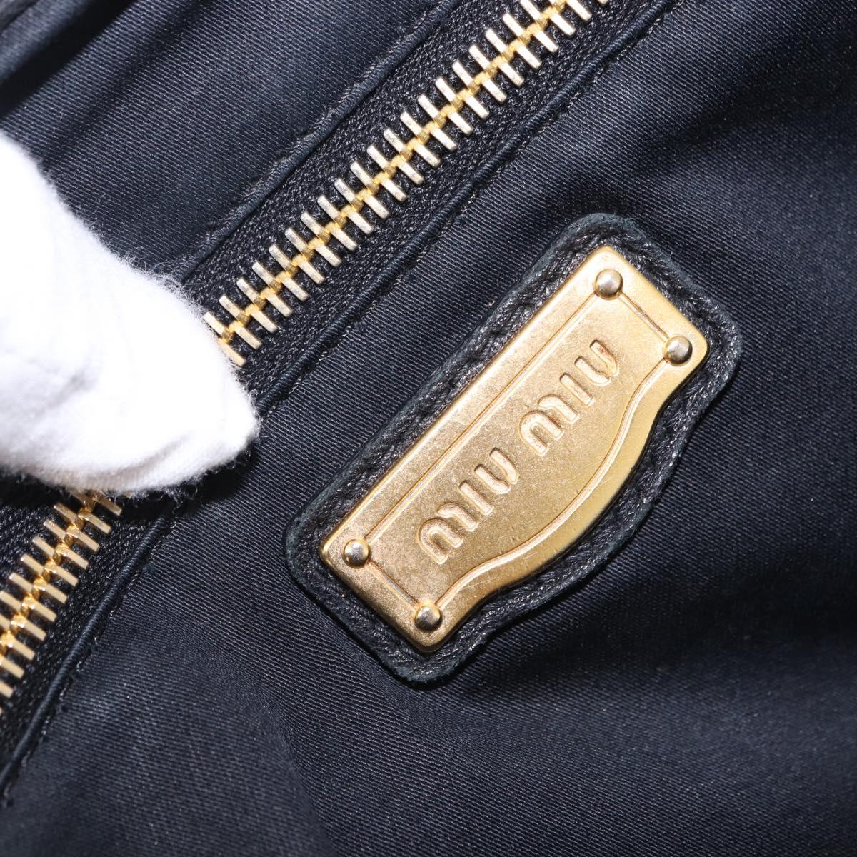 Miu Miu Matelasse Hand Bag Leather Black Gold Auth yk20609SAM