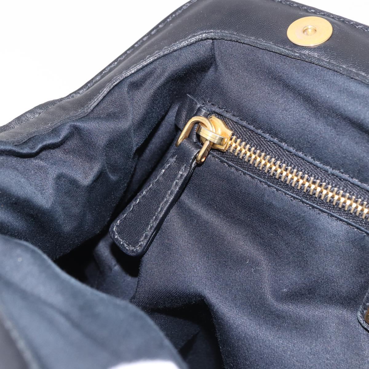 Miu Miu Matelasse Hand Bag Leather Black Gold Auth yk20609SAM