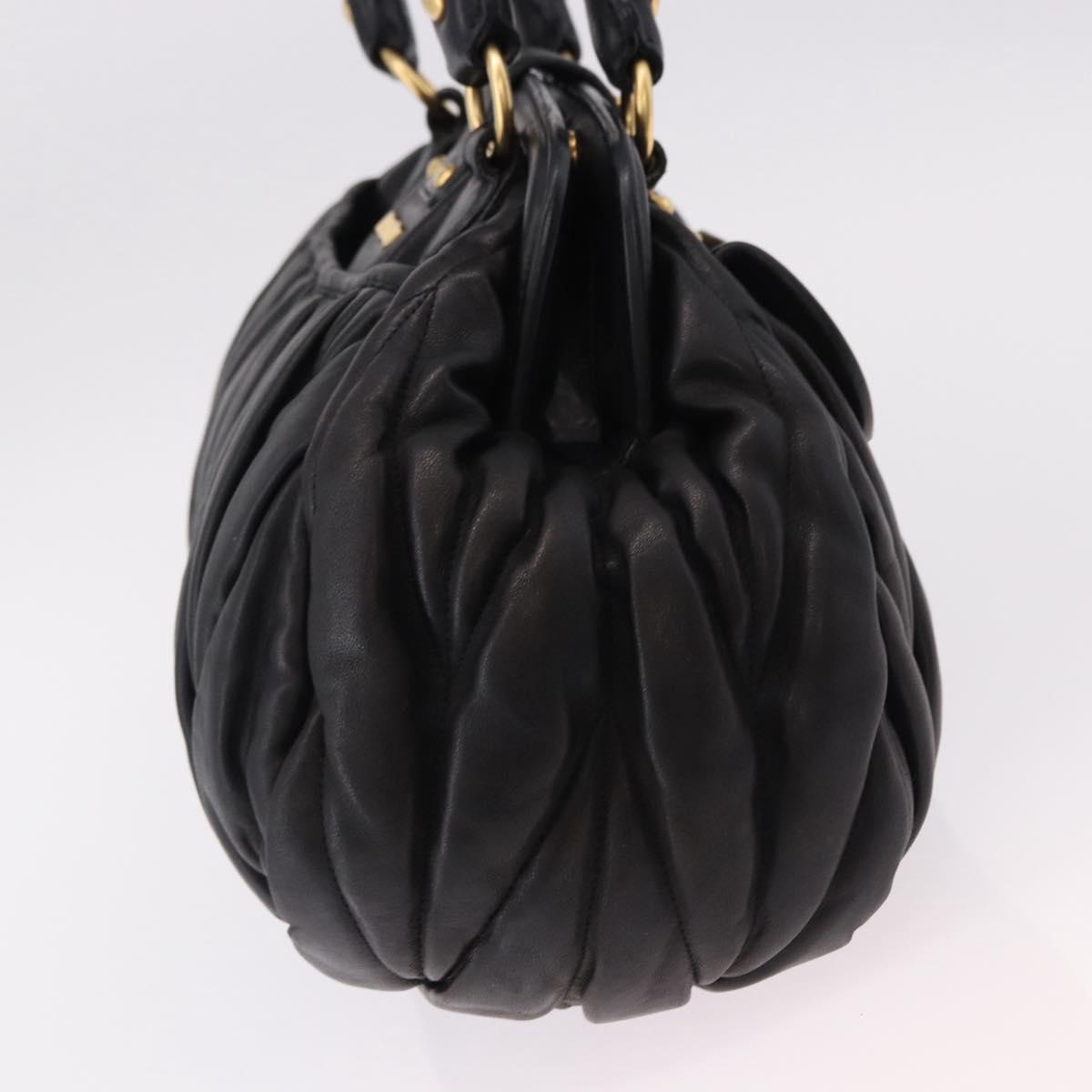 Miu Miu Matelasse Hand Bag Leather Black Gold Auth yk20609SAM