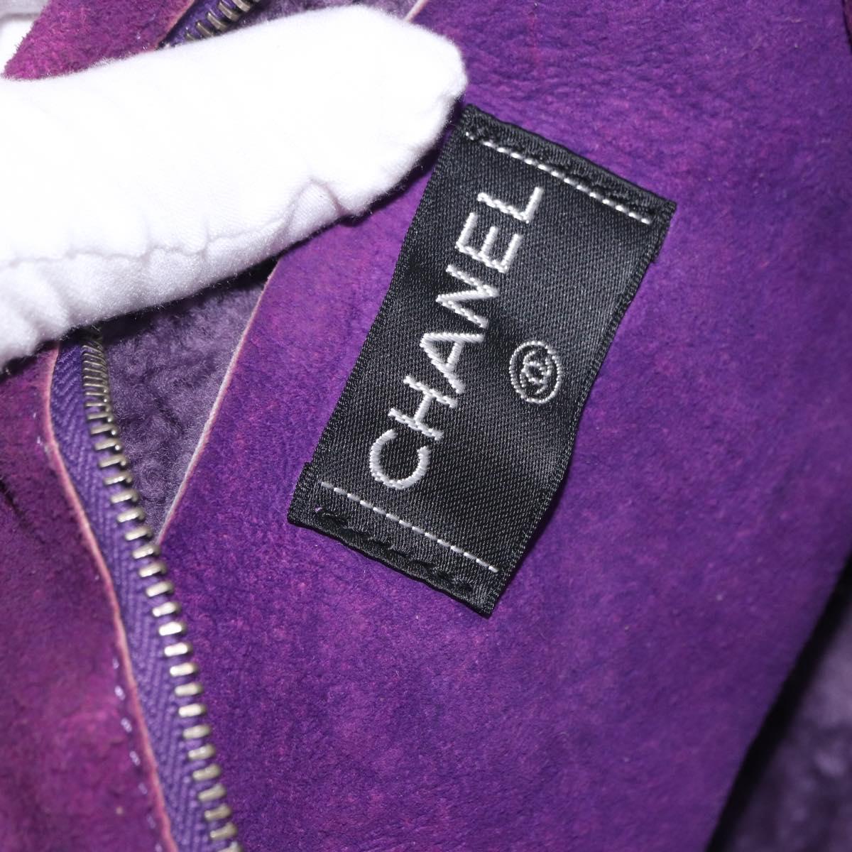 CHANEL Choco Bar Shoulder Bag Mouton Purple Silver CC Auth yk20610A