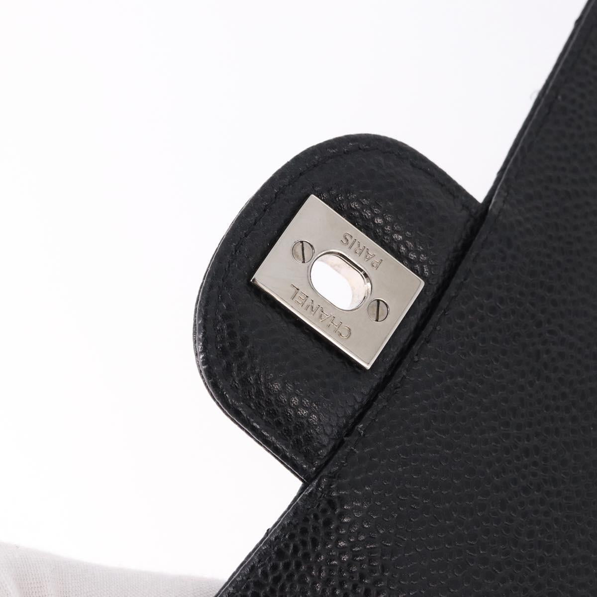 CHANEL Chain Matelasse 25 Bag Caviar Skin Black Silver CC Auth yk20612SM