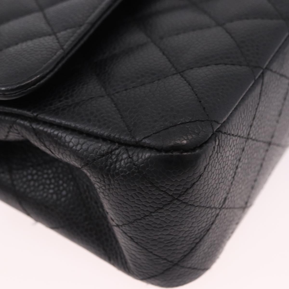 CHANEL Chain Matelasse 25 Bag Caviar Skin Black Silver CC Auth yk20613SM