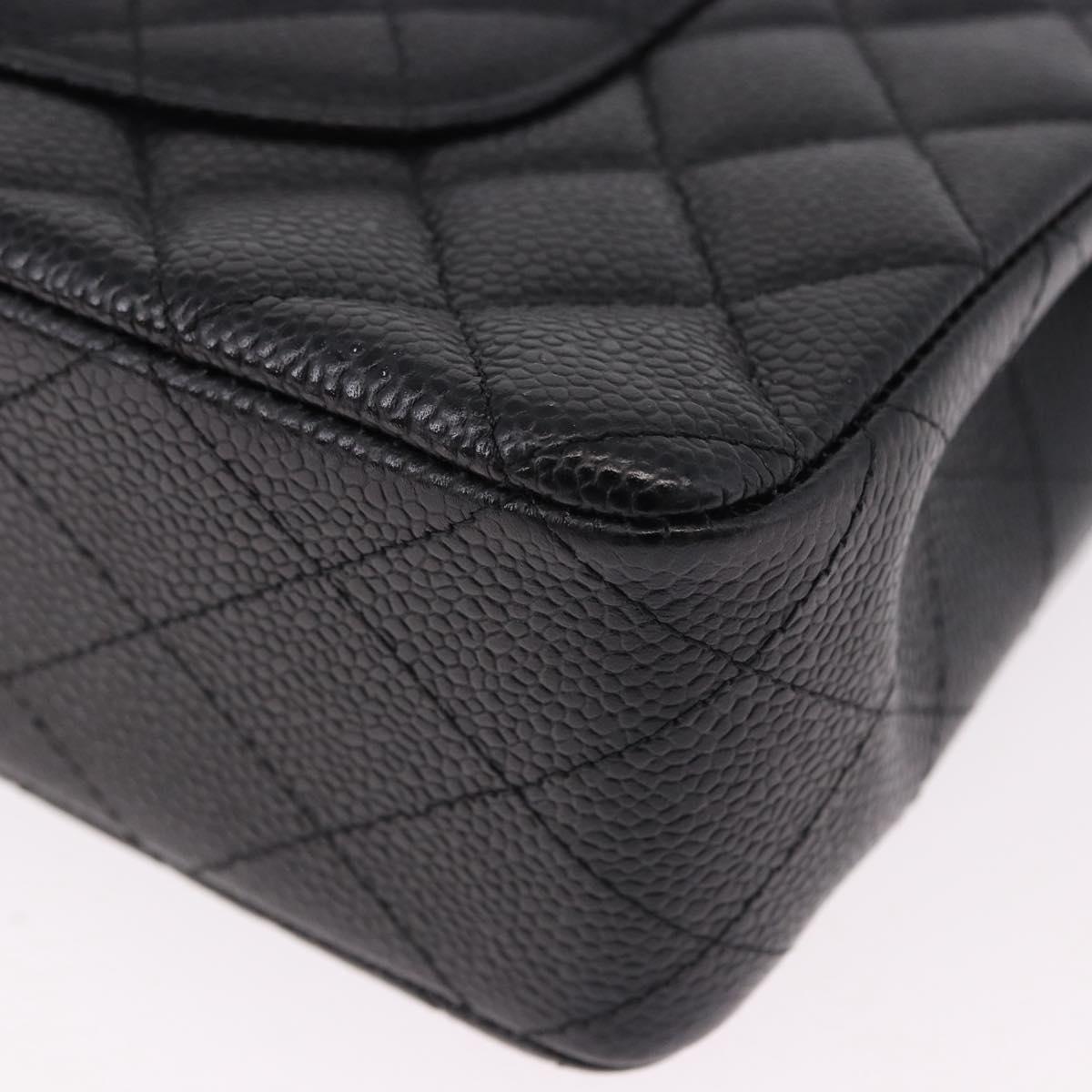 CHANEL Chain Matelasse 25 Shoulder Bag Caviar Skin Black Gold CC Auth yk20614SM