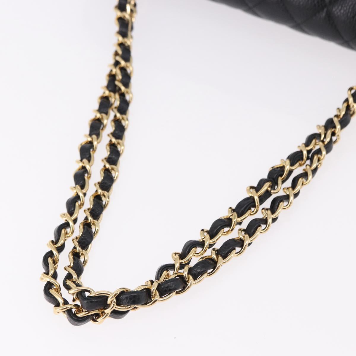CHANEL Chain Matelasse 25 Shoulder Bag Caviar Skin Black Gold CC Auth yk20614SM