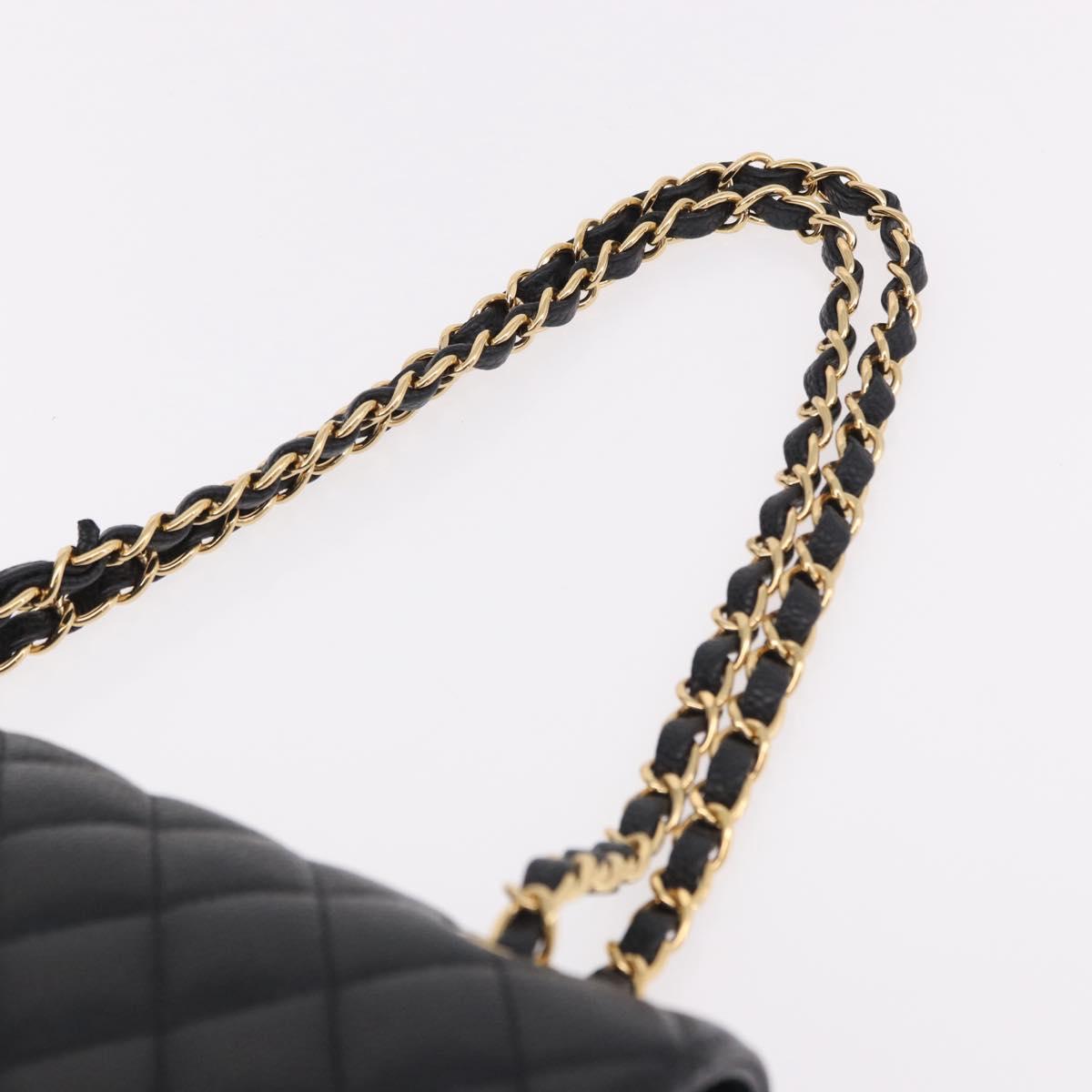 CHANEL Chain Matelasse 25 Shoulder Bag Caviar Skin Black Gold CC Auth yk20615SM