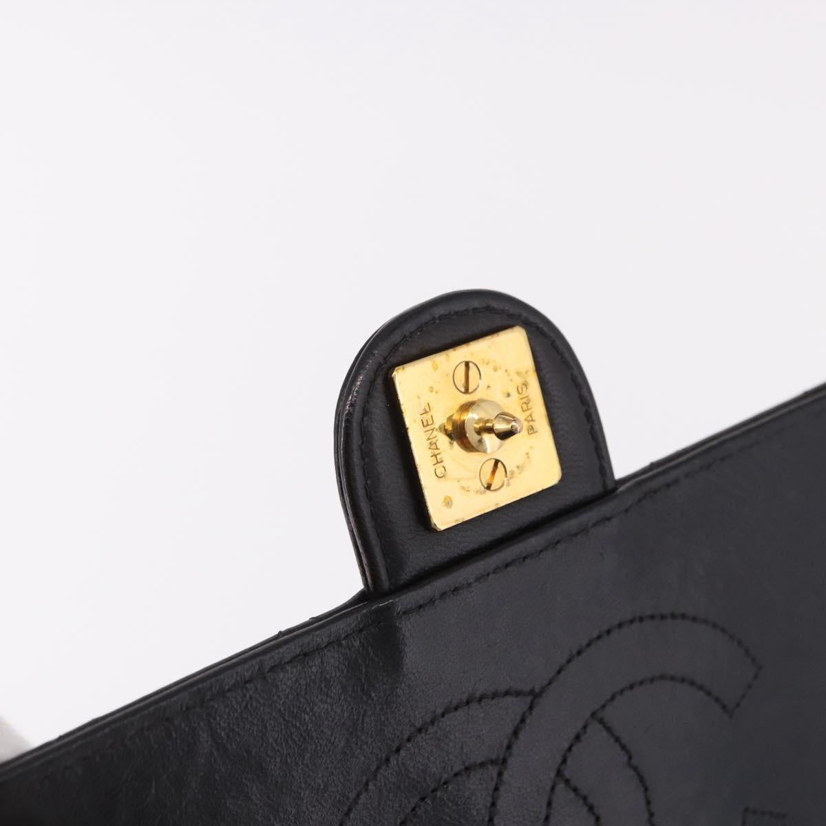 CHANEL Matelasse Chain Shoulder Bag Lamb Skin Black Gold CC Auth yk20616SAM