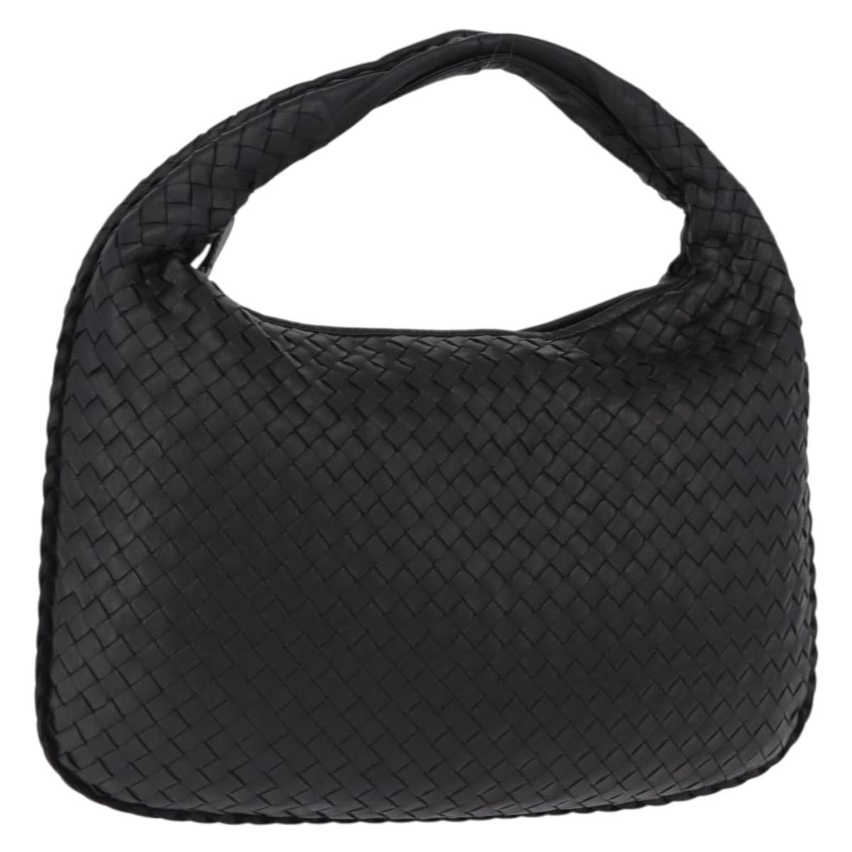 BOTTEGA VENETA INTRECCIATO Hobo Shoulder Bag Leather Black Auth yk20619SAV