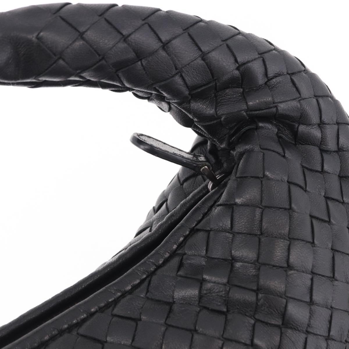 BOTTEGA VENETA INTRECCIATO Hobo Shoulder Bag Leather Black Auth yk20619SAV