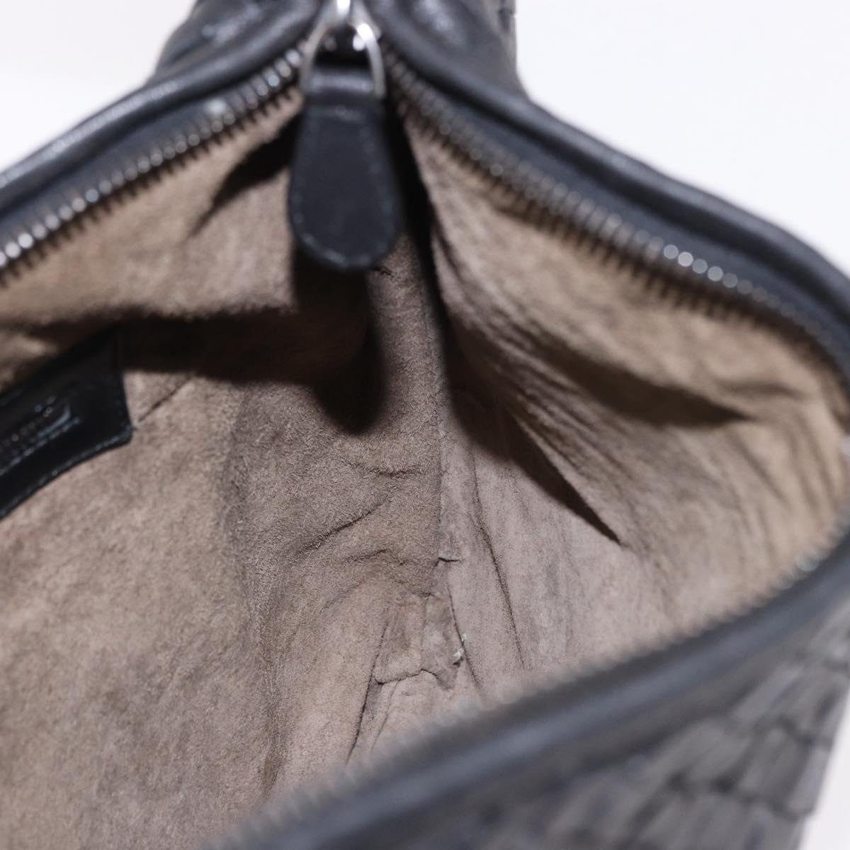BOTTEGA VENETA INTRECCIATO Hobo Shoulder Bag Leather Black Auth yk20619SAV