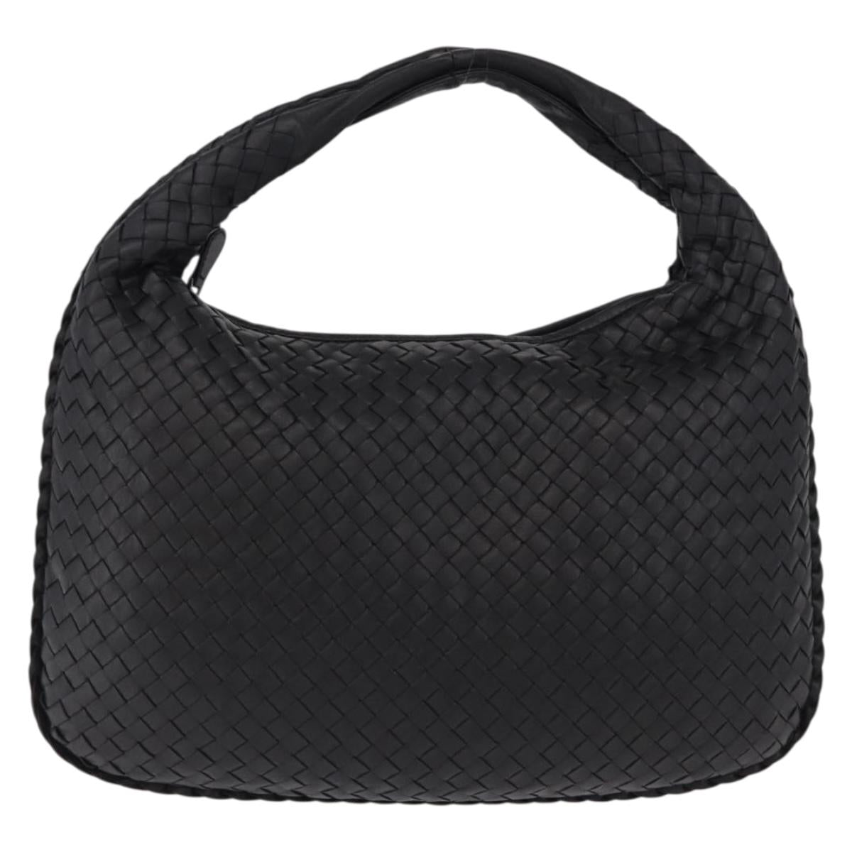 BOTTEGA VENETA INTRECCIATO Hobo Shoulder Bag Leather Black Auth yk20619SAV