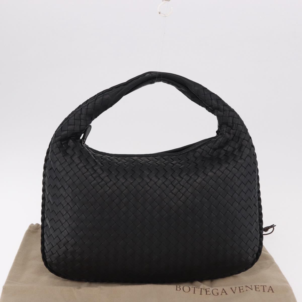 BOTTEGA VENETA INTRECCIATO Hobo Shoulder Bag Leather Black Auth yk20619SAV