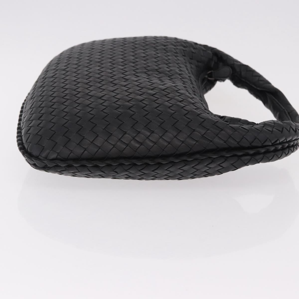 BOTTEGA VENETA INTRECCIATO Hobo Shoulder Bag Leather Black Auth yk20619SAV