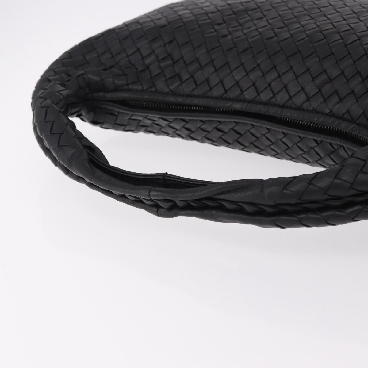 BOTTEGA VENETA INTRECCIATO Hobo Shoulder Bag Leather Black Auth yk20619SAV