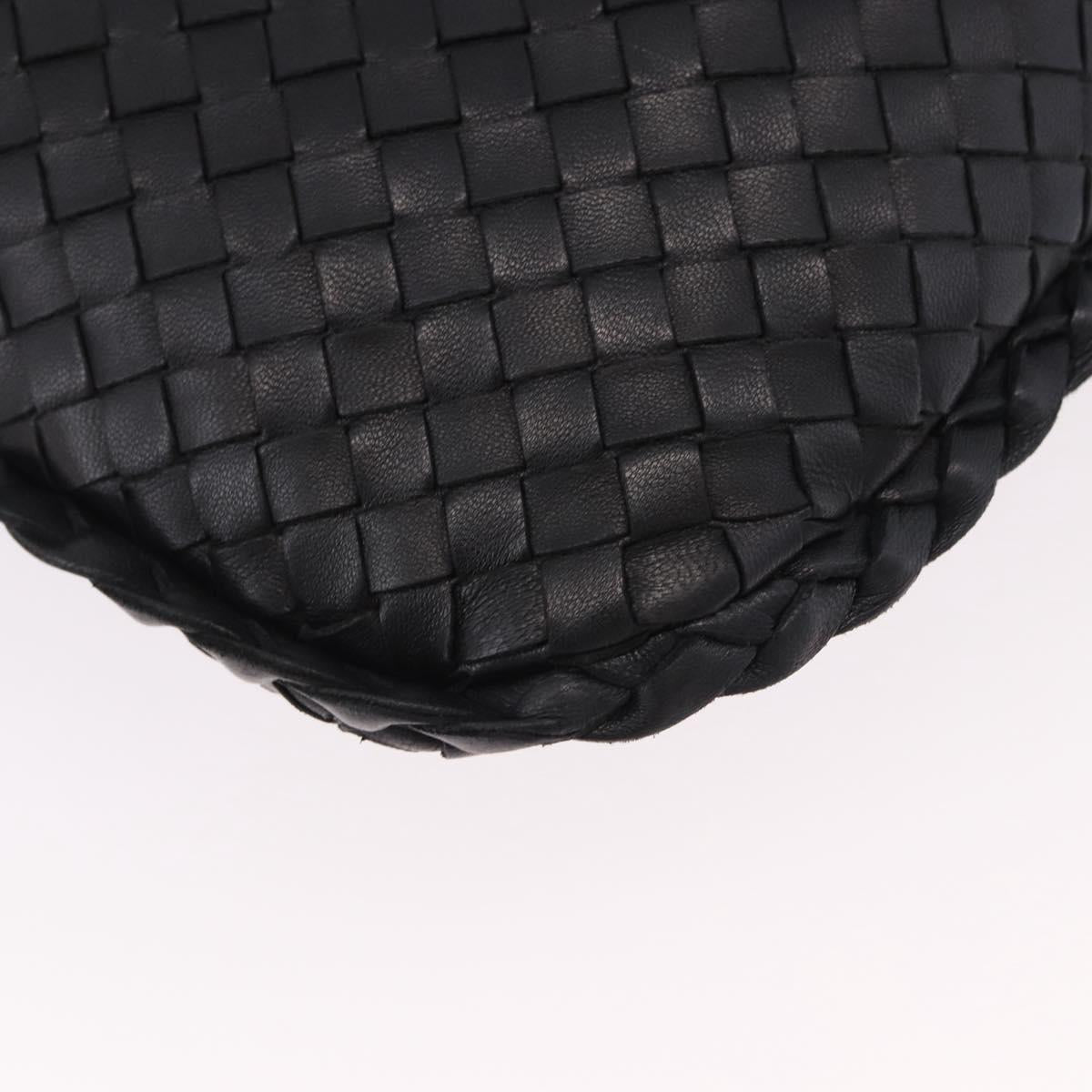 BOTTEGA VENETA INTRECCIATO Bag Leather Black Gold 115653 Auth yk20620SAV