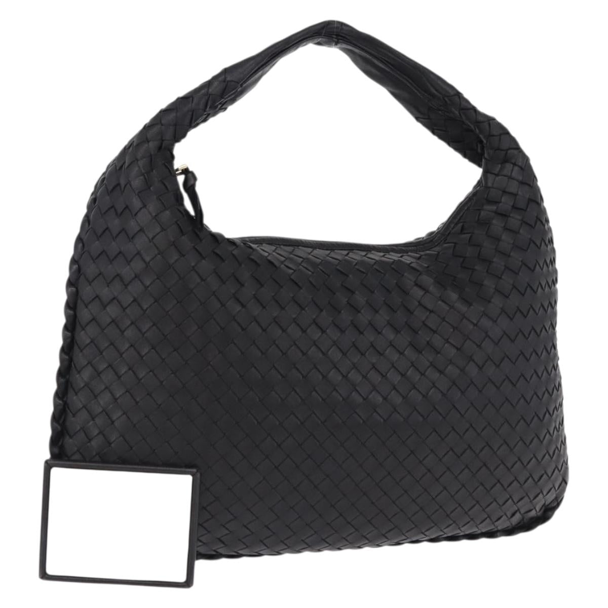 BOTTEGA VENETA INTRECCIATO Bag Leather Black Gold 115653 Auth yk20620SAV