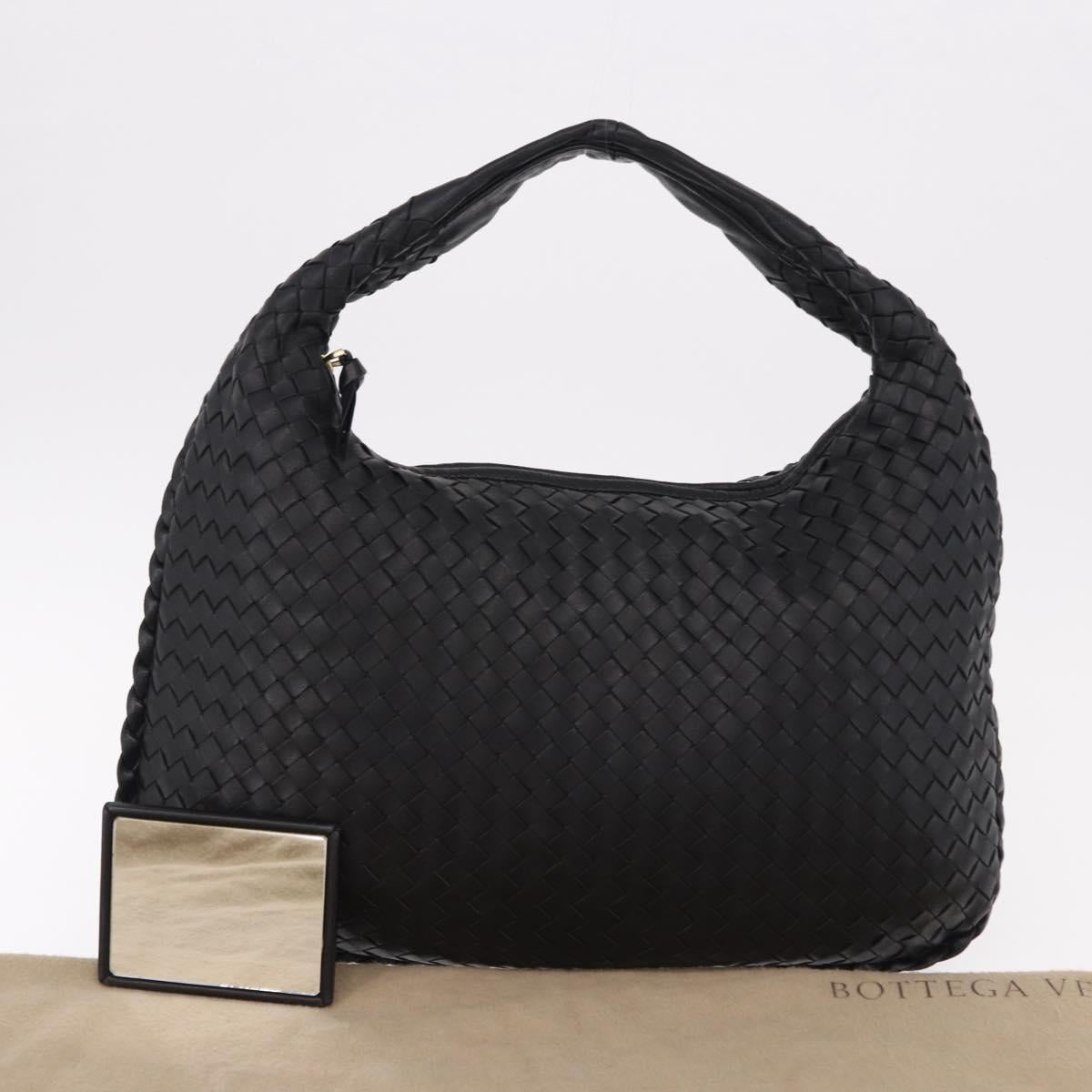 BOTTEGA VENETA INTRECCIATO Bag Leather Black Gold 115653 Auth yk20620SAV